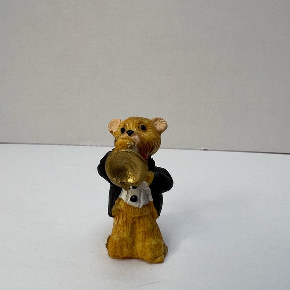 SET OF 6 RESIN TEDDY BEAR BAND FIGURINES WITH INSTRUMENTS 2" TALL EACH *EUC VTG* - Picture 5 of 11